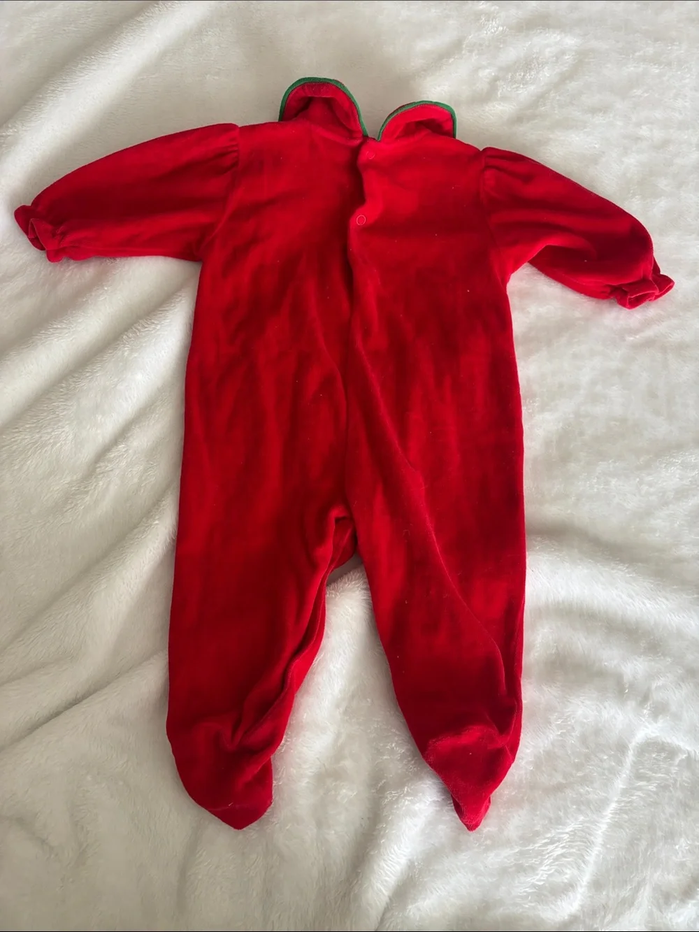 Vintage Red Velour Winnie the Pooh Footed Outfit